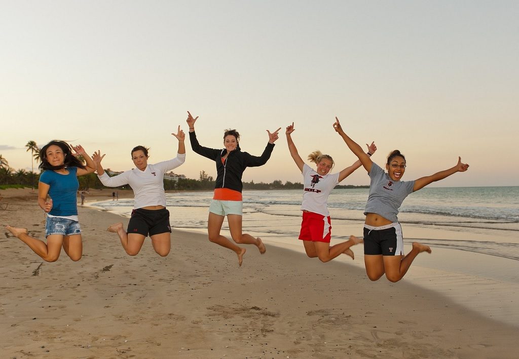 happy peoples in the beach